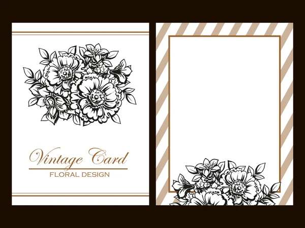 Borde floral lineal negro — Vector de stock