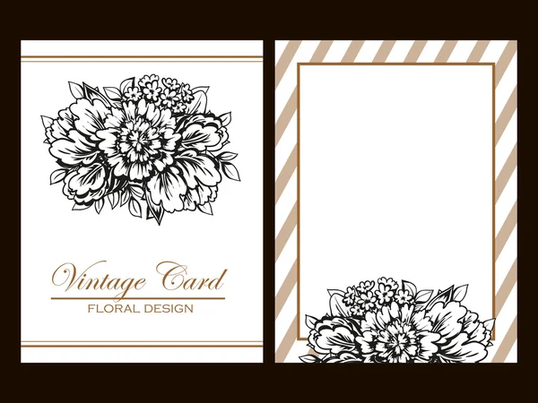 Invitación lineal con flores — Vector de stock