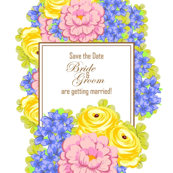 Delicate invitation with flowers — Stock Vector