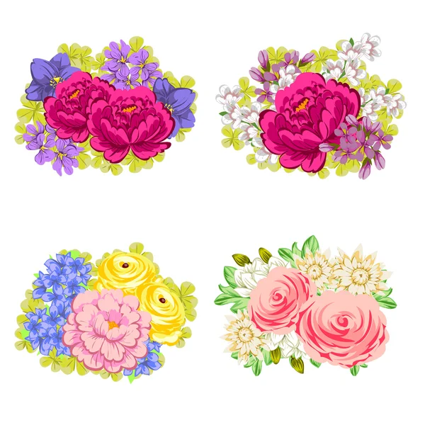 Flower bouquets set — Stock Vector