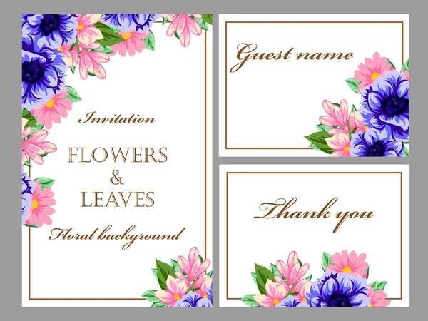 Delicada invitación con flores — Vector de stock