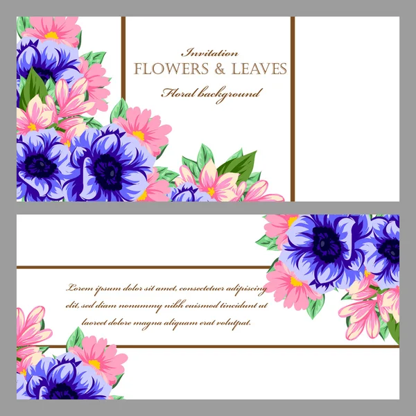 Invitation délicate avec des fleurs — Image vectorielle