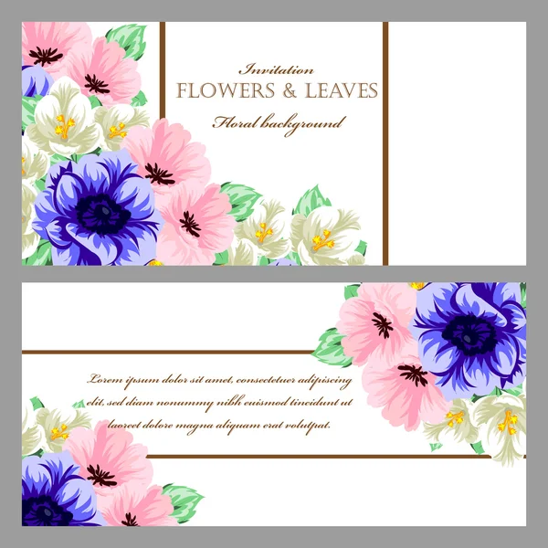 Delicate uitnodiging met bloemen — Stockvector