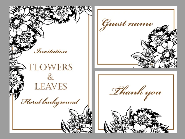 Carte d'invitation de mariage noir et blanc — Image vectorielle