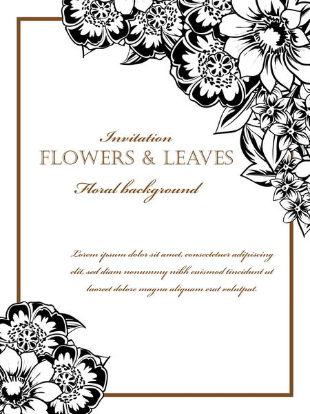 Carte d'invitation de mariage noir et blanc — Image vectorielle