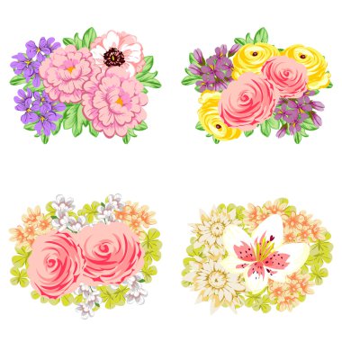 Çiçek buketleri seti