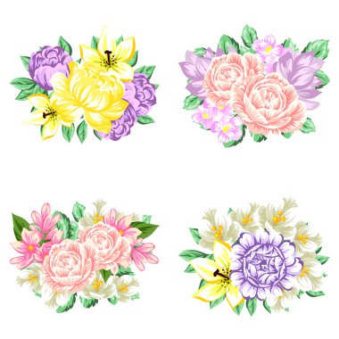 Çiçek buketleri seti