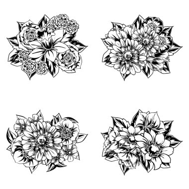 Çiçek buketleri seti