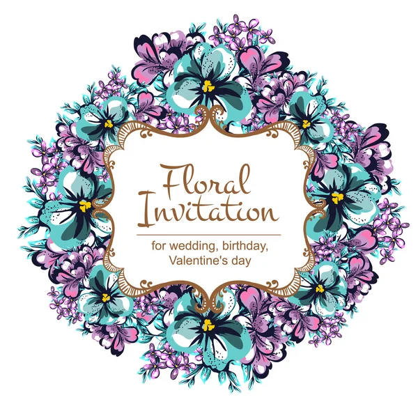 Delicate invitation with flowers — Stock Vector