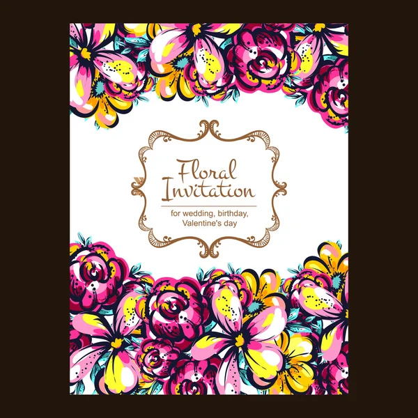 Color greeting wedding invitation card — Stock Vector