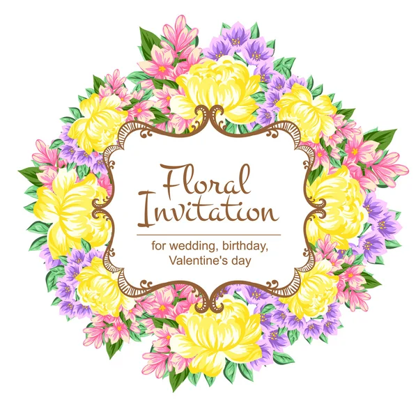 Colorful greeting wedding invitation card — Stock Vector