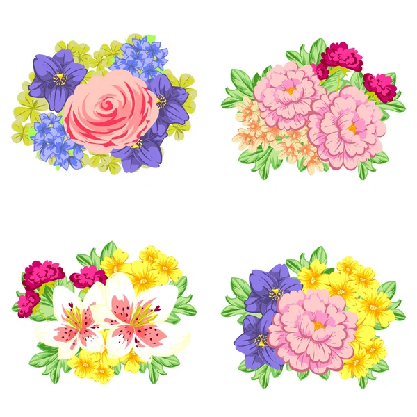Ramos de flores conjunto — Archivo Imágenes Vectoriales