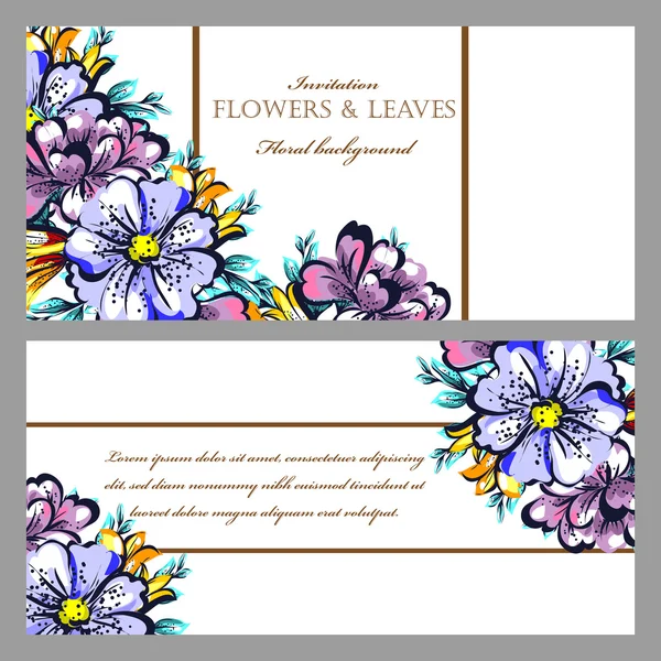 Delicate uitnodiging met bloemen — Stockvector