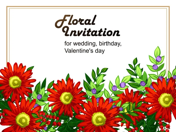 Delikátní Pozvánka s květinami — Stockový vektor