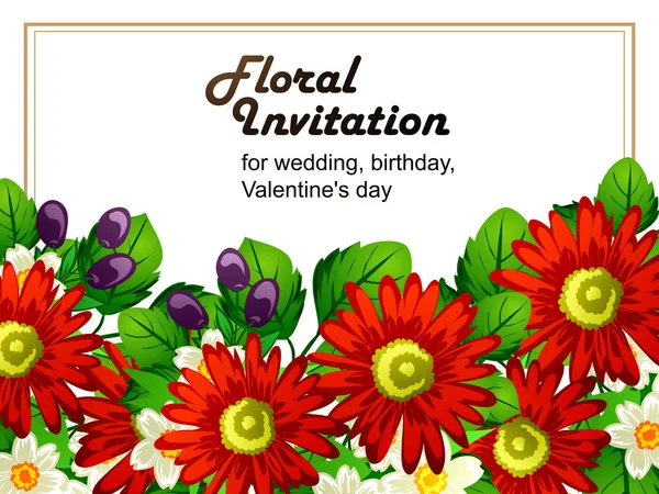 微妙的邀请，与花 — 图库矢量图片