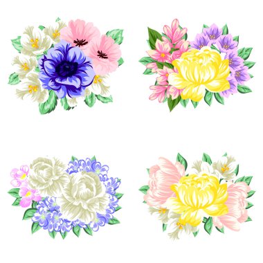 Çiçek buketleri seti