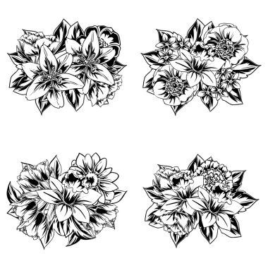 Çiçek buketleri seti