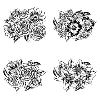 Çiçek buketleri seti