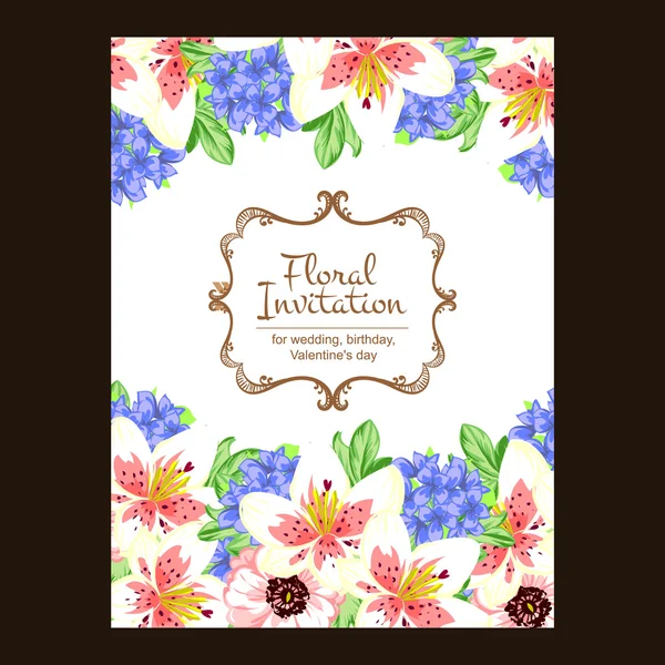 Delicate invitation with flowers — Stock Vector