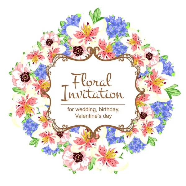 Invitation délicate avec des fleurs — Image vectorielle