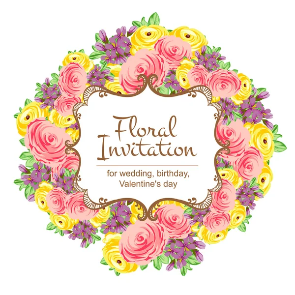 Нежное приглашение с цветами — стоковый вектор