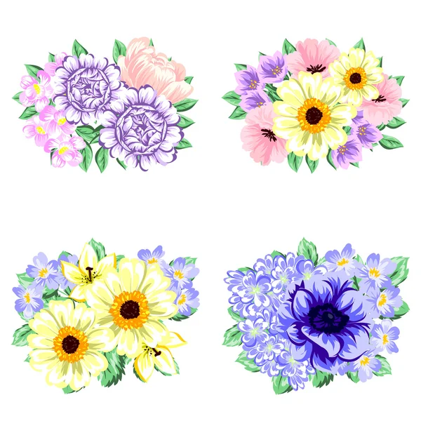 Ramos de flores conjunto — Vector de stock