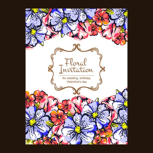 Delicate invitation with flowers — Stock Vector