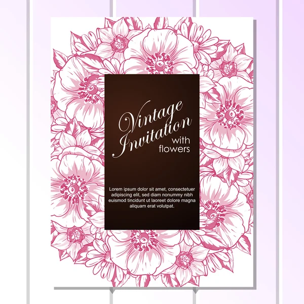Tarjeta de invitación de saludo lineal rosa — Archivo Imágenes Vectoriales