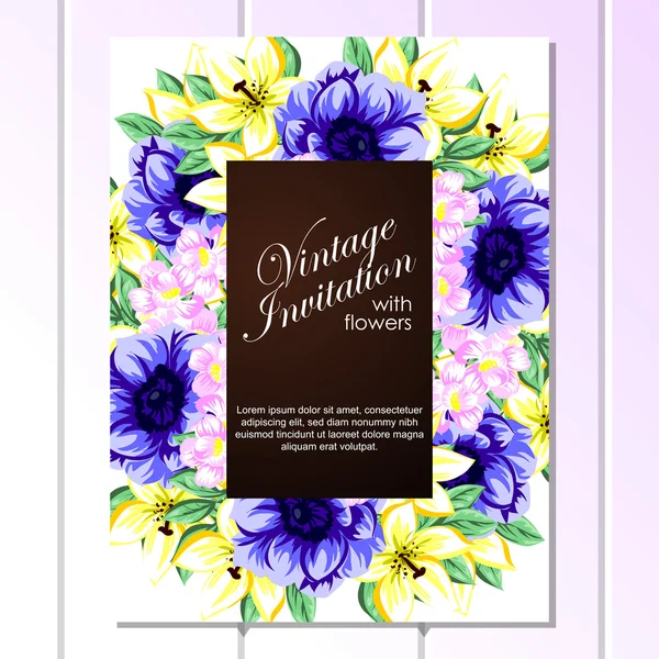 Invitation délicate avec des fleurs — Image vectorielle