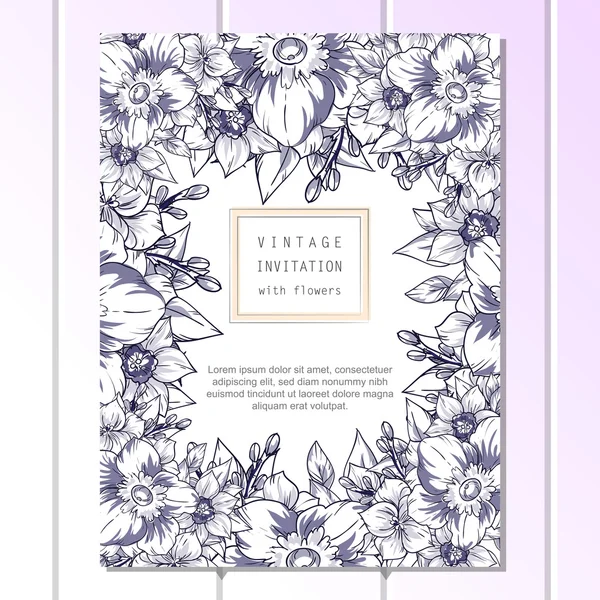 Invitation délicate avec des fleurs — Image vectorielle