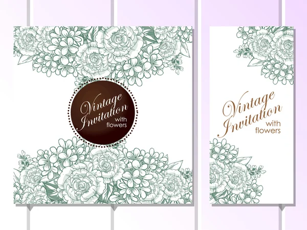 Tarjeta de invitación de boda linera verde — Vector de stock