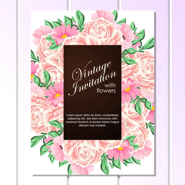Tarjeta de invitación de boda de saludo rosa — Vector de stock