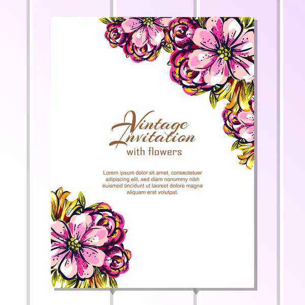 Tarjeta de invitación de boda de saludo colorido — Vector de stock