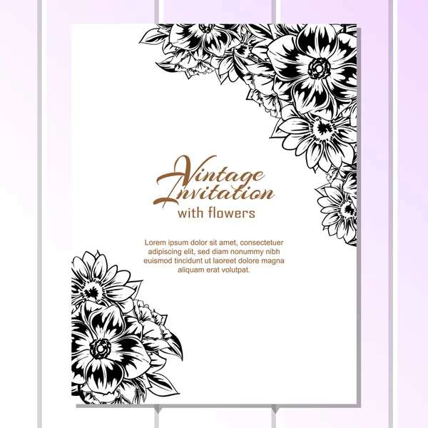 Carte d'invitation de mariage de voeux noir et blanc — Image vectorielle