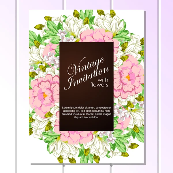 Invitation délicate avec des fleurs — Image vectorielle