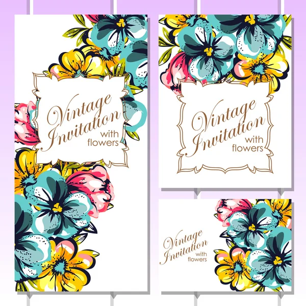 Delicate invitation with flowers Royalty Free Stock Illustrations