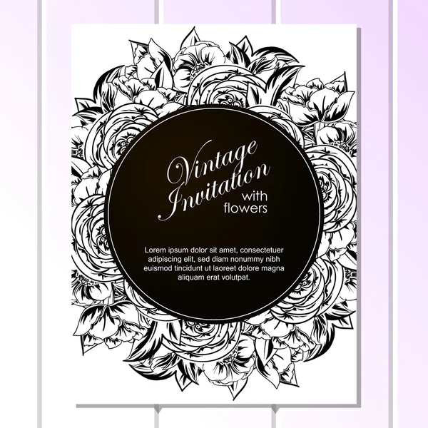 Black and white  beautiful floral border — Stock Vector