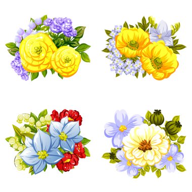 Çiçek buketleri seti