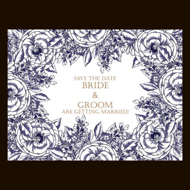 Mavi doğrusal tebrik düğün davetiye kartı