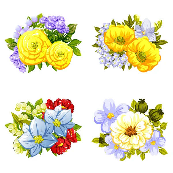 Ramos de flores conjunto — Vector de stock