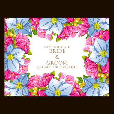 Renk tebrik düğün davetiye kartı