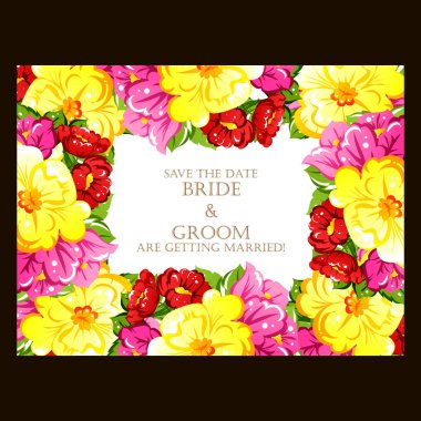 renkli tebrik düğün davetiye kartı