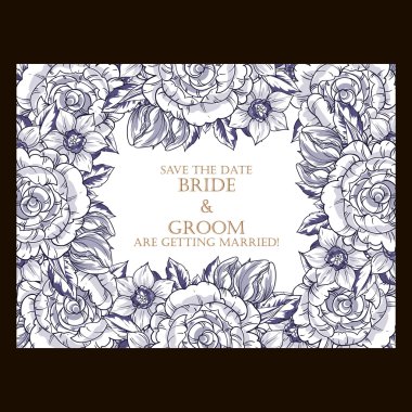 Mavi doğrusal tebrik düğün davetiye kartı