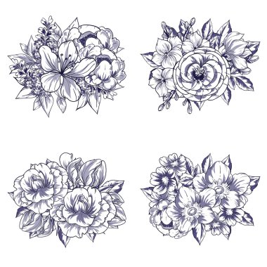 Çiçek buketleri seti