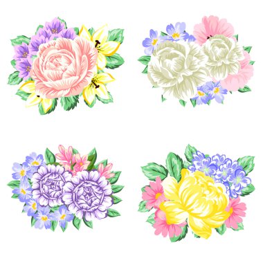 Çiçek buketleri seti