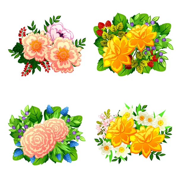 Flower bouquets set — Stock Vector