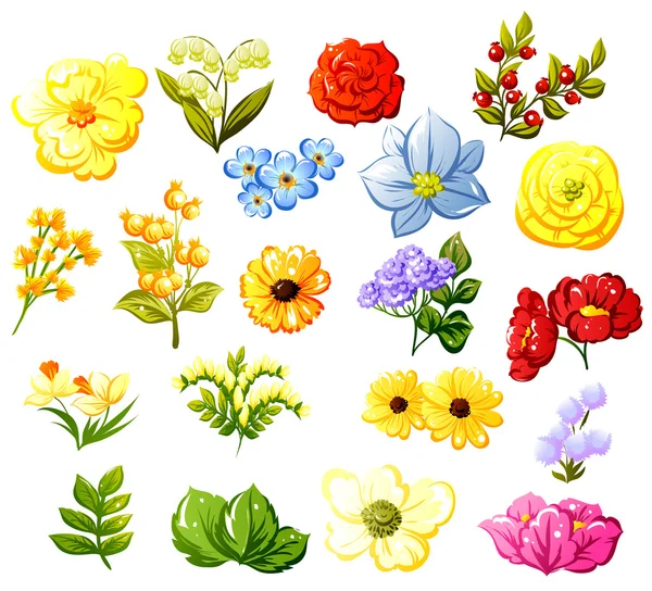 Beau jeu de fleurs — Image vectorielle