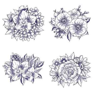 Çiçek buketleri seti