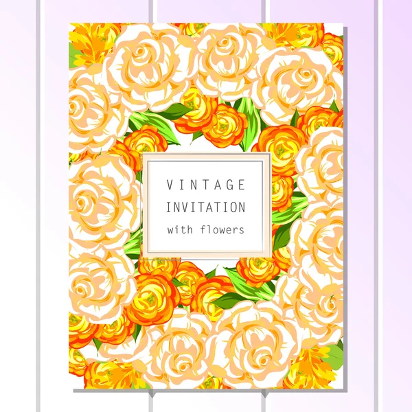 Colorful greeting wedding invitation card — Stock Vector