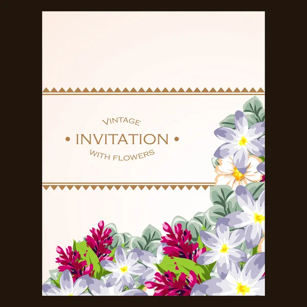 Invitation délicate avec des fleurs — Image vectorielle